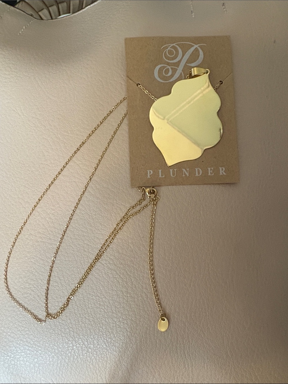 Plunder Gold Leaf Mirror Pendant Necklace